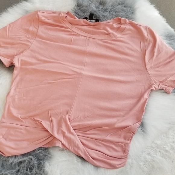 AMY Solid Twist knotted Crop Top -BLUSH - Picture 3 of 3